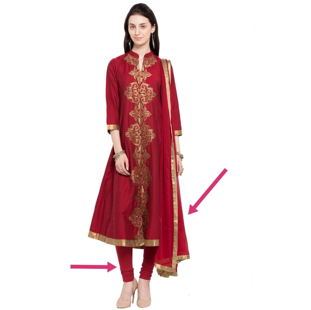 MOHEY~ Red silk churidar pants & Deep red dupatta